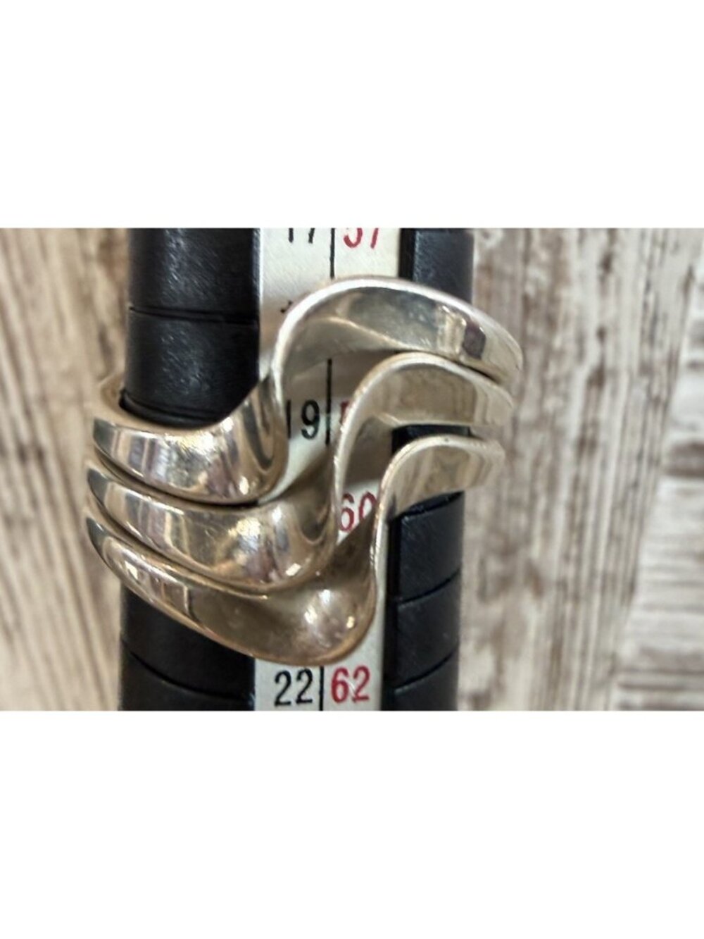 Vintage 925 Sterling Silver Wave Bypass Ring Size 9 Modernist 8 Grams